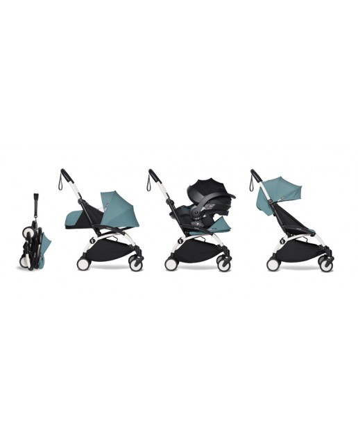 All-in-one BABYZEN stroller YOYO2 0+, car seat and 6+ | White Chassis Aqua 